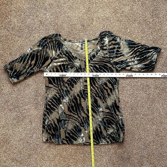 Ethyl Tunic Women’s Lg Velvet Burnout Semi Sheer Animal Print Popover - Picture 7 of 8